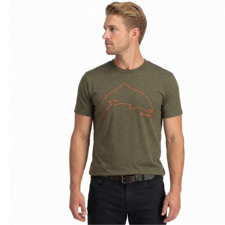 Trout Outline T-Shirt loden Heather