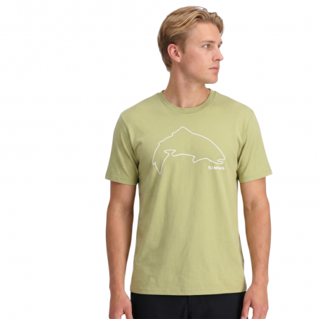 Men's Trout Outline T-Shirt Tent Green