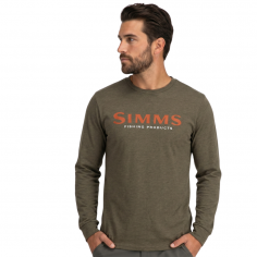 Men's Simms Logo LS Shirt Loden Heather