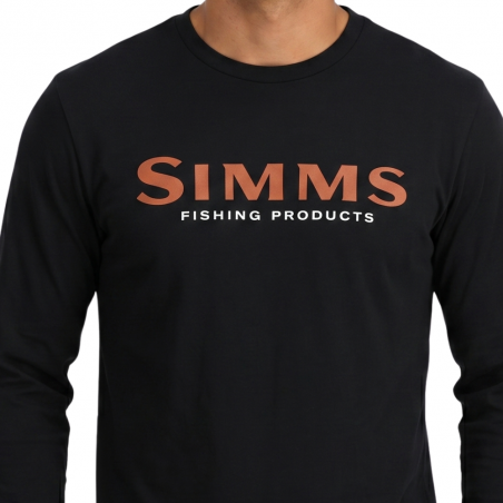 Men's Simms Logo LS Shirt Jet Black
