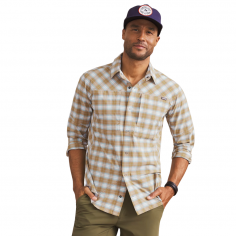 M's PRO Stretch LS Shirt Brown-Blue