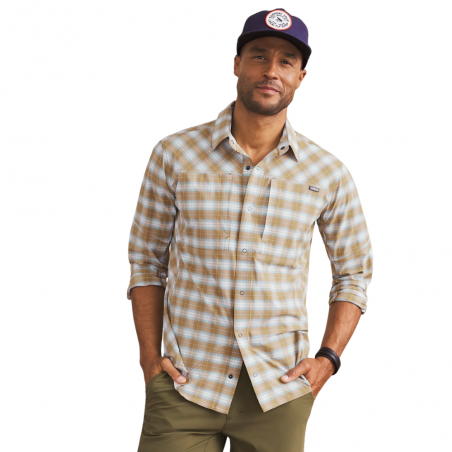 M's PRO Stretch LS Shirt Brown-Blue