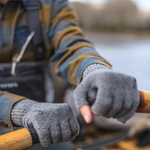 Wool ½ Finger Glove Steel